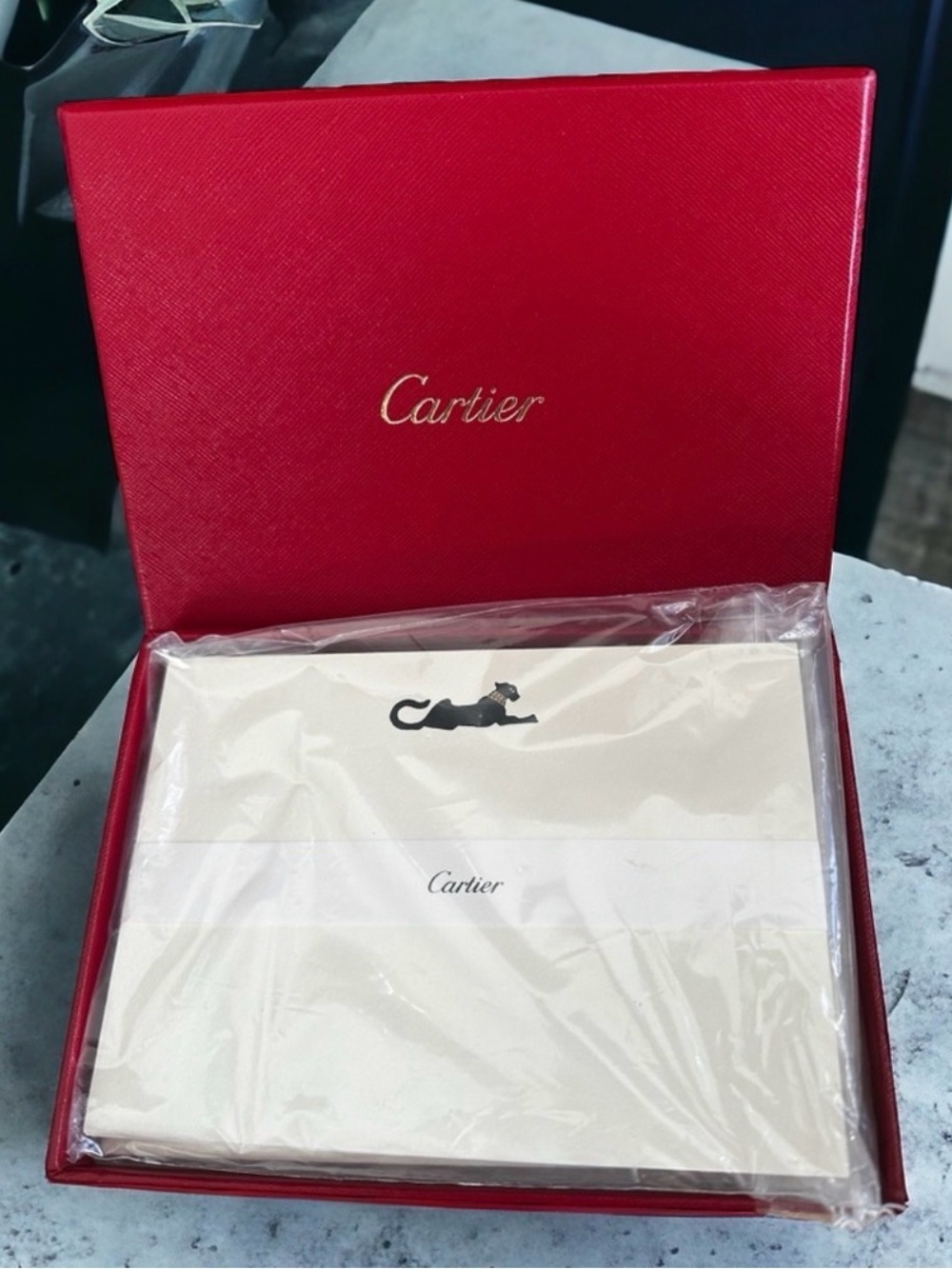 Cartier Red Gift Box with Cream Stationery